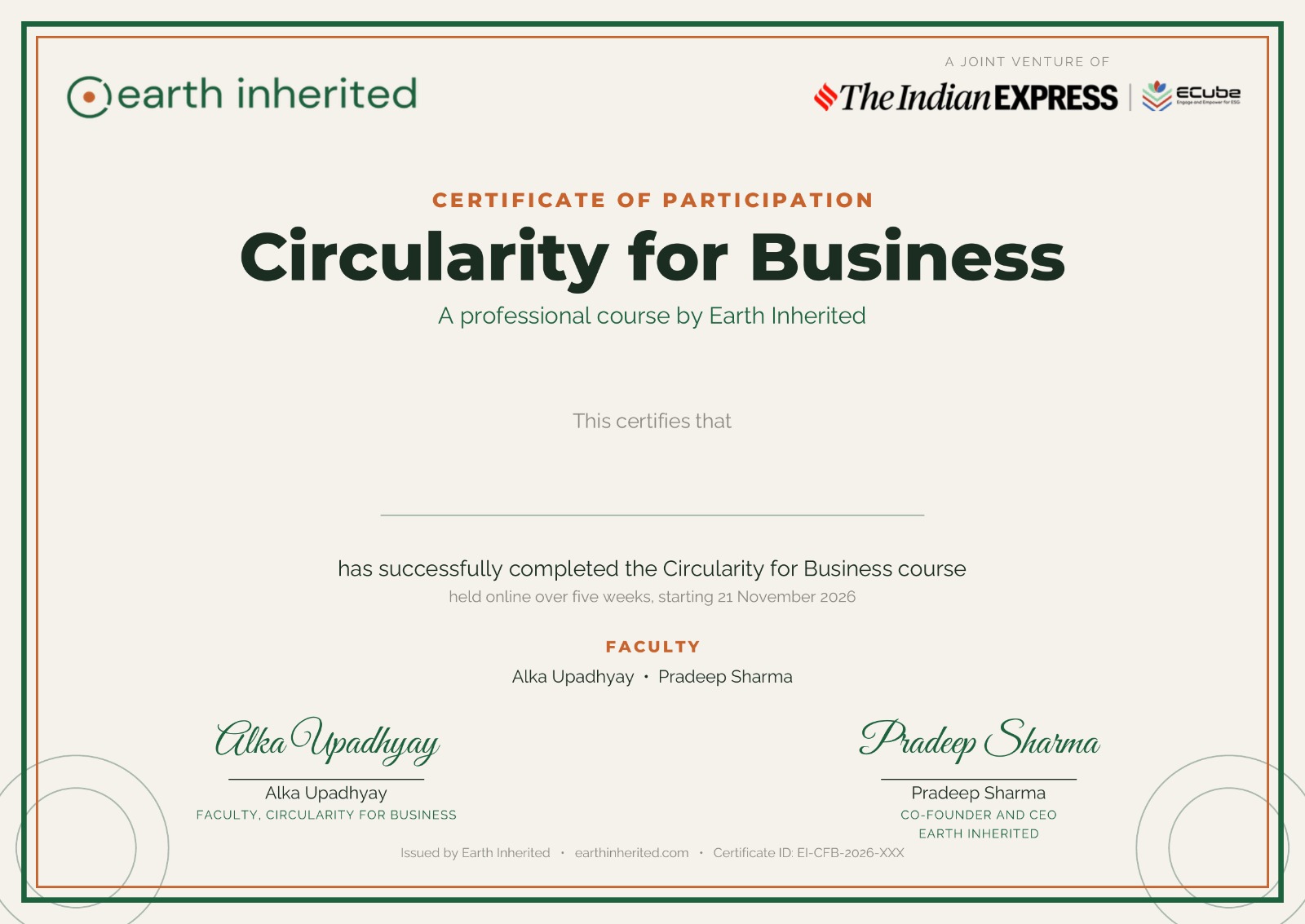 Circularity for Business Certificate of Participation